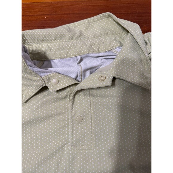 Lululemon Snap Front Polo Green Systematic White Opal Dew Men's Medium M3CY1S - Picture 4 of 5